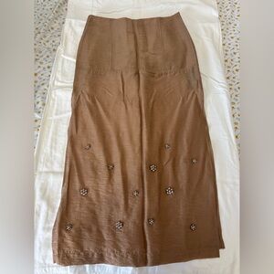 H&M Brown Floral Skirt with embellishments